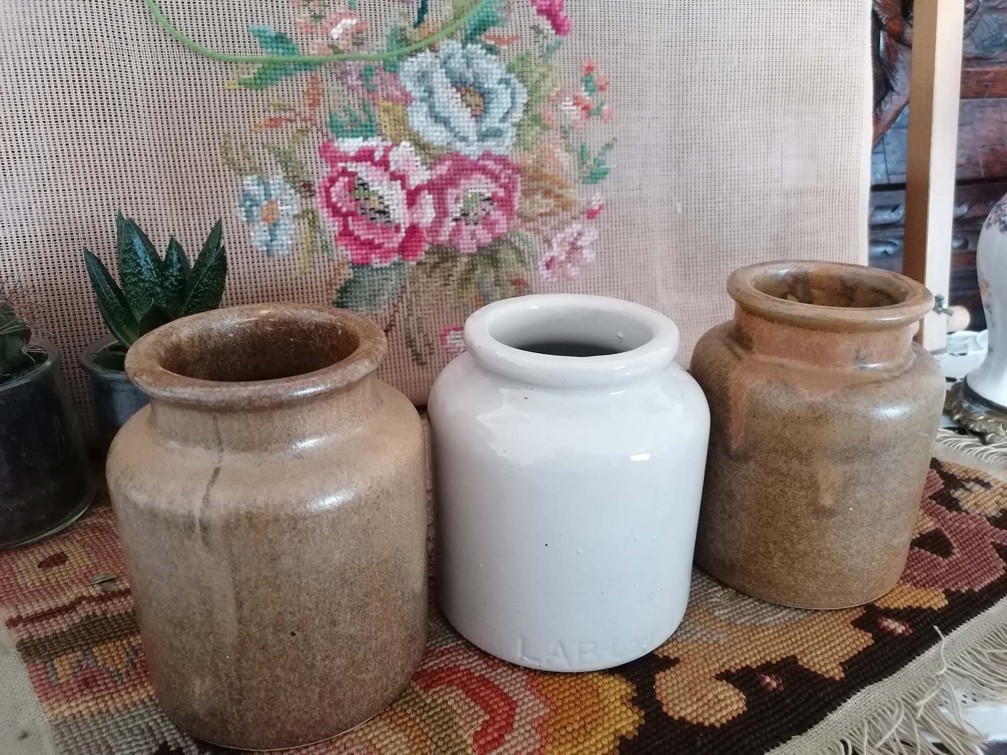 Lot de Vintage Pot en Porcelaine, Vintage Pour Moutarde.cuisine Ferme Français Rustique, Souvenir La