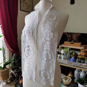 Vintage French lace.Traditional LUX decorative belt.Long French lace,Cotton embroidery lace,hand embroidered.