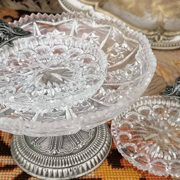 Vintage assiette verre cristal,Bâteau lux à bonbons,Art en crystal clear.Style Louis XVI.soirée romantique,souvenir de la vie traditionnelle