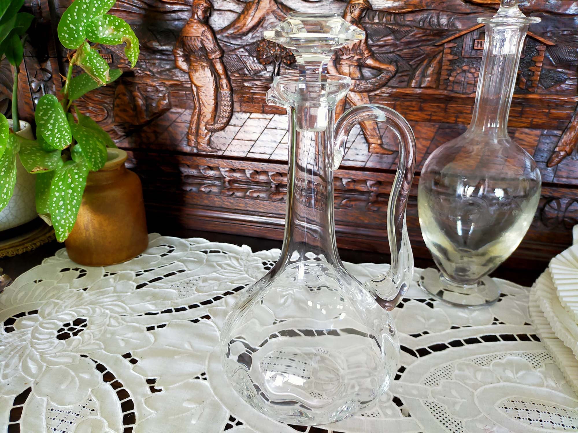 L'antique Ornate Claret Carafe, Collection Lux en Cristal.vintage Des Années 1930/40S, Collection de