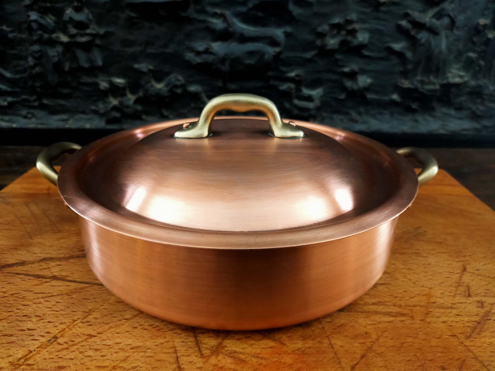 Vintage Pot en Cuivre, Sauteuse, Casserole, Poêle, Fry, Cuisine Rustique.ferme Française Traditionne