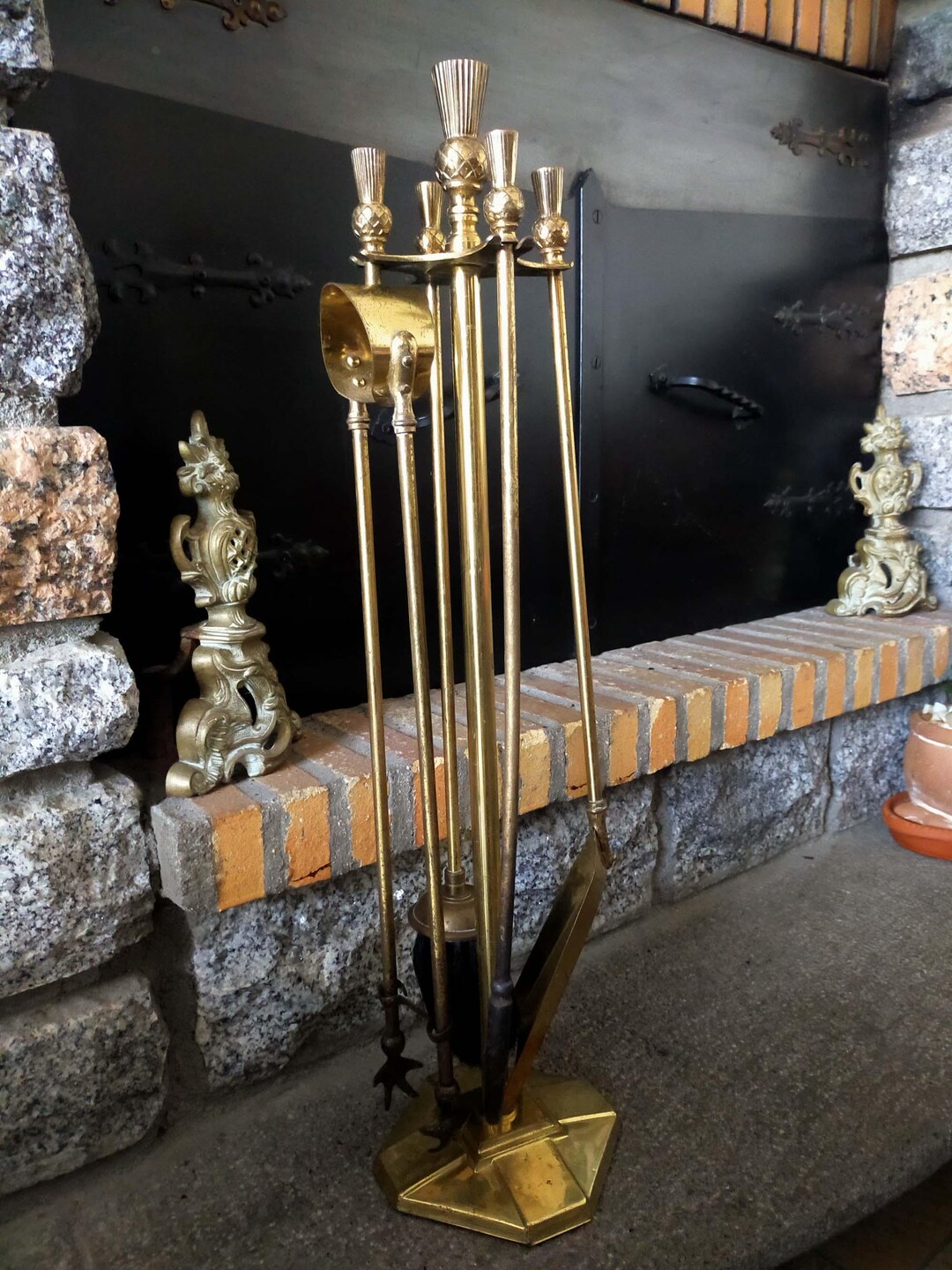 Vintage MCM Brass Fireplace Broom Brush 13" Long - View #11