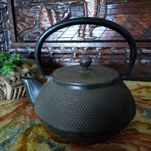 Vintage Small French Cast Iron Teapot,Rustic Kettle in Farmhouse Kitchen,French Art Nouveau.Souvenir Traditional Life.AT05