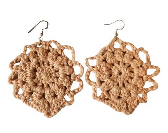 Boho style vegan handmade earrings,lacey  crochet festive jewelry, gift under 15  for woman