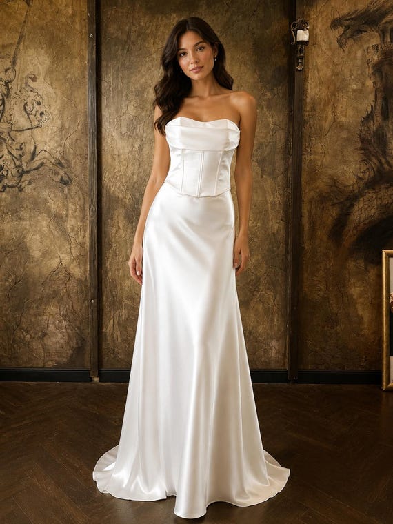 two piece ivory dress Leely Women Ivory Floral 2 Piece Ruffled Floor Length Boho Wedding Dress with Slit V-Neck A Line Bridal Dress with Lace