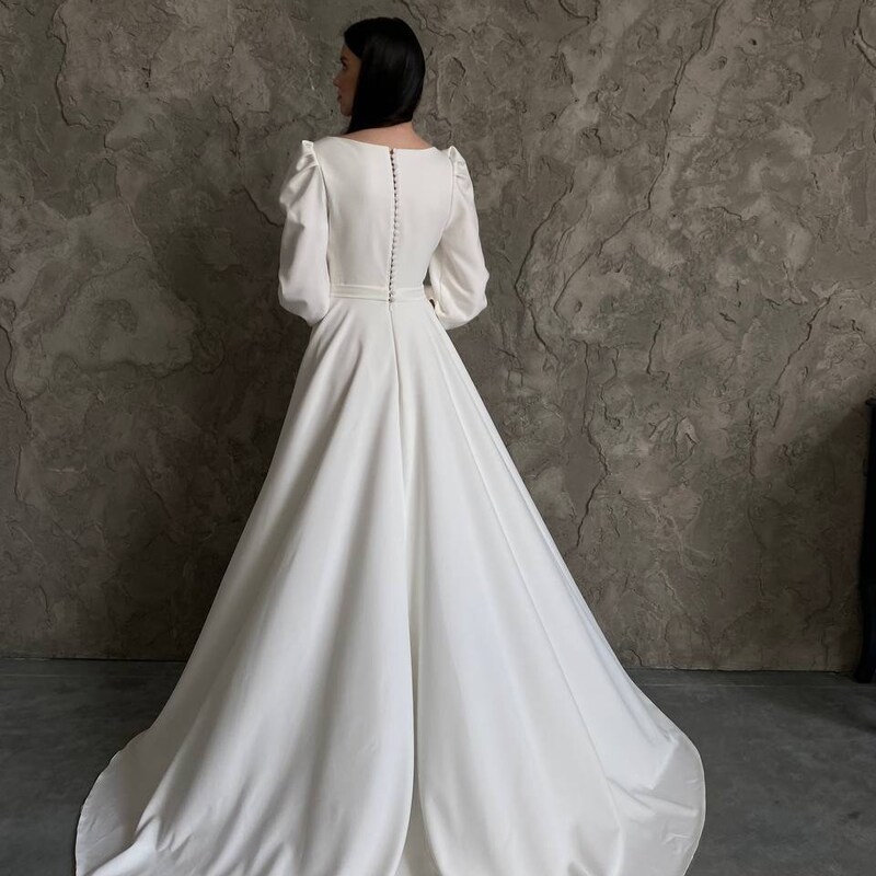 Wedding Dress Puffy Sleeve Etsy