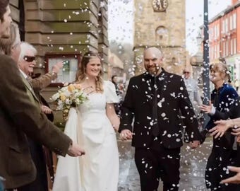 Square Neck A-line Modest Wedding Dress, Open Back, Minimalist Crepe Bridal Gown, Puffy Sleeves