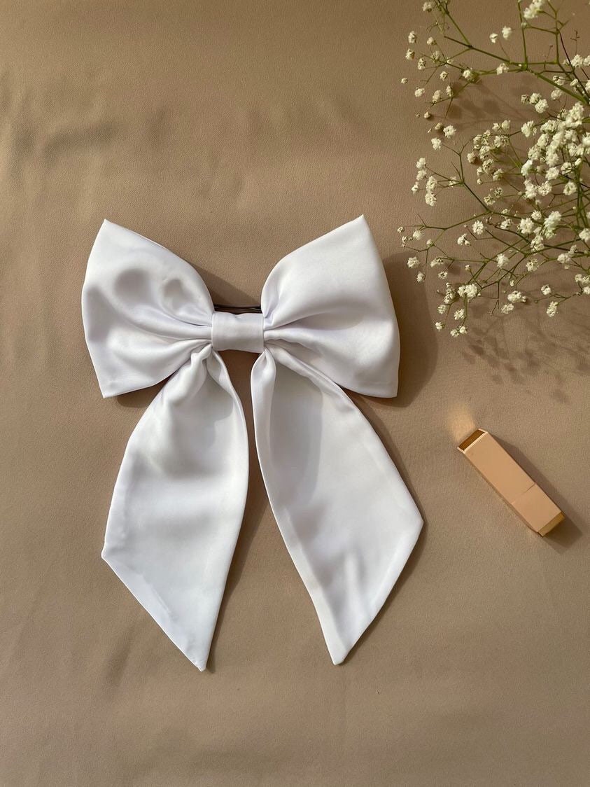 Bolonar Hair Bow for Women, Large Hair Bow, Bachelorette Party Decorations  White Hair Bow Wedding Hair Accessories Solid Color Large Hair Bows for Women  Ribbon Big Bows Bachelorette Party Gift Bridesmaid Favors