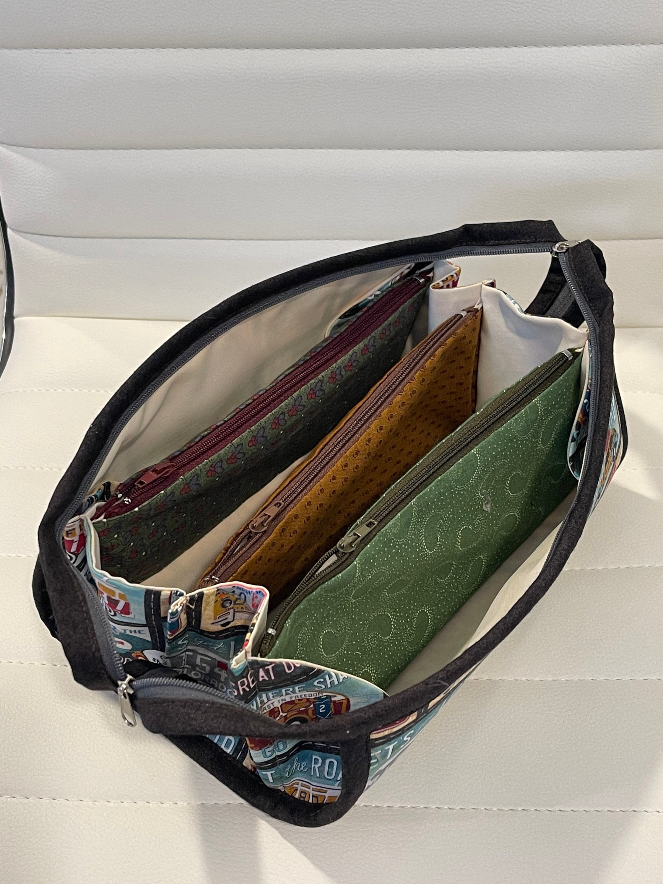 Small Sewing Organizer Bag With 3 Suspended Zippered Pockets Etsy