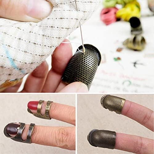  4 piezas de dedal de costura para trabajo a mano, protector de  dedo ajustable de metal para dedos, anillo de costura para manualidades,  accesorios de herramientas de costura : Arte y