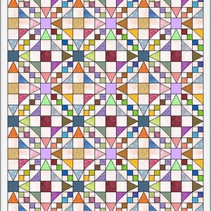 Illusion rings scrappy quilt, PDF pattern and instructions