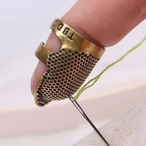 7* Sewing Thimble Set Adjustable Brass Copper Fingers Protection DIY Handcraft 