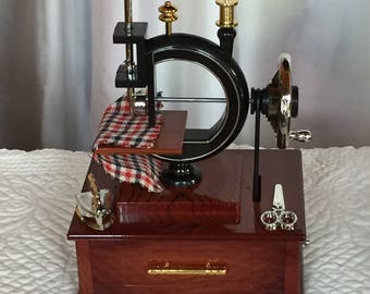 Vintage sewing machine music box