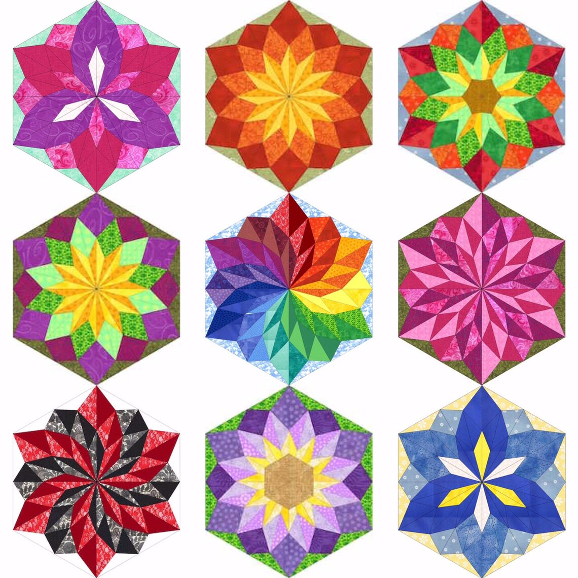 Wish Flower quilt Pattern Paper Piecing or Freezer Paper Etsy