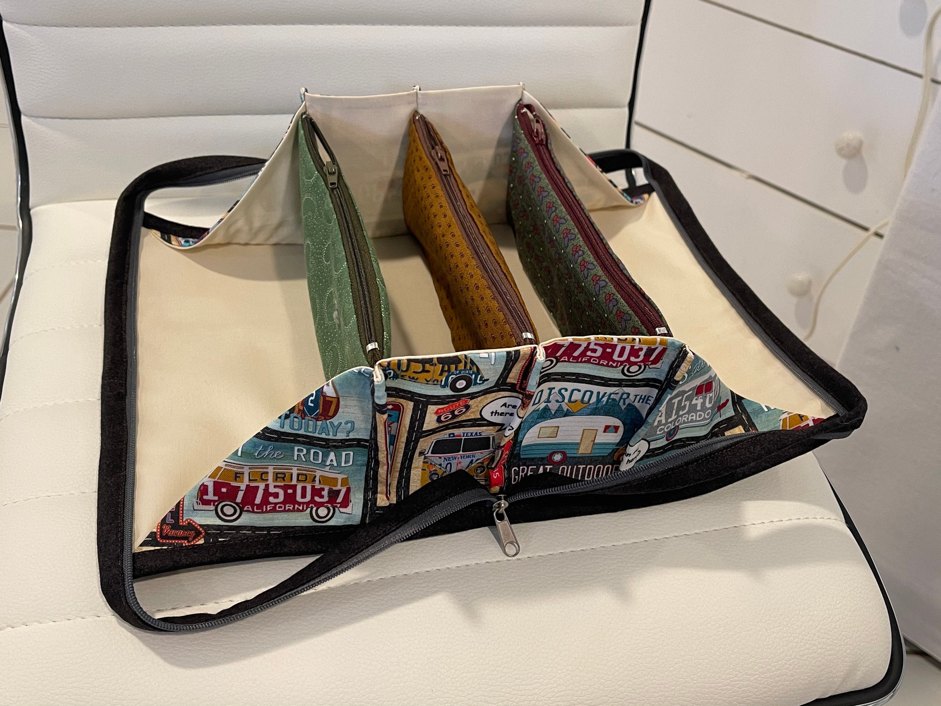 Small Sewing Organizer Bag With 3 Suspended Zippered Pockets Etsy