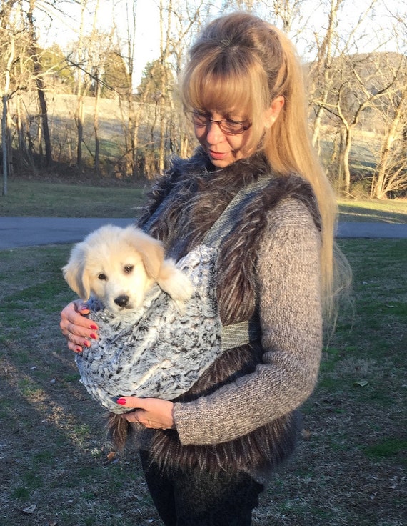 Beige Designer Sling Dog Carrier Winter Dog Bag Puppy Soft Carrier