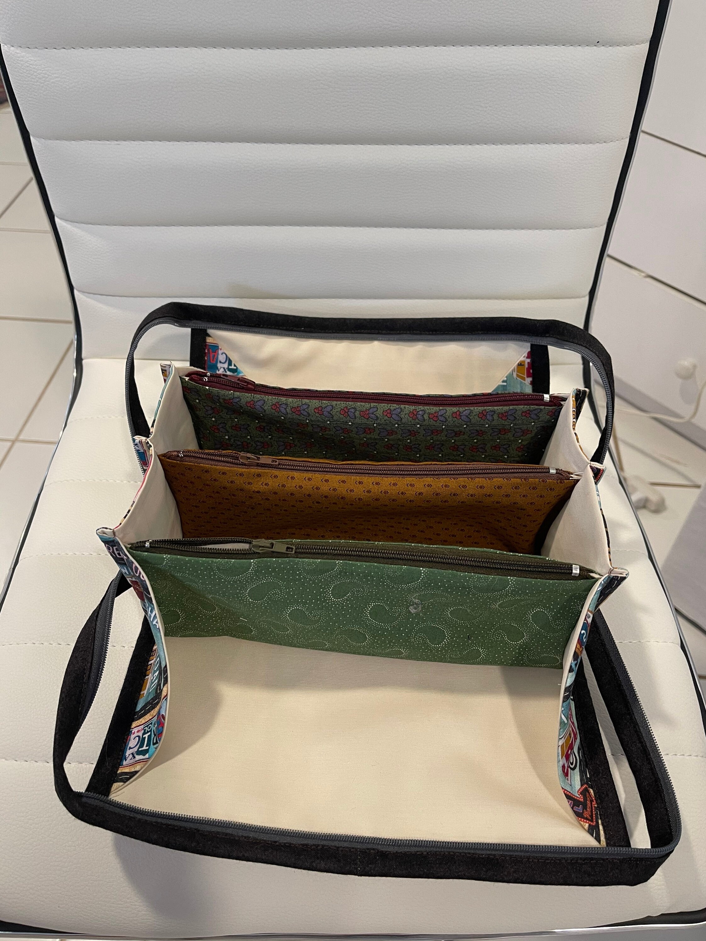 Small Sewing Organizer Bag With 3 Suspended Zippered Pockets Etsy