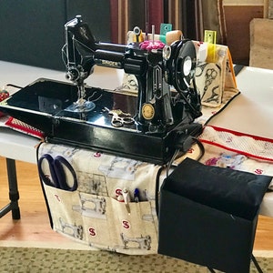 PDF tutorial: Singer Featherweight sewing machine tote, workstation 2 in 1 with protective arm sleeve/trash catcher