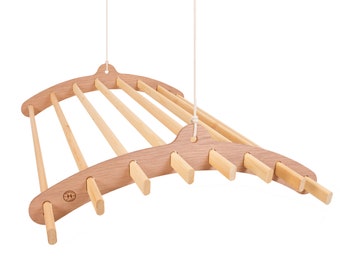 8 Lath Wooden Hanging Clothes Drying Rack or Pot Rack - Ceiling Mounted Plywood Hanger Airer
