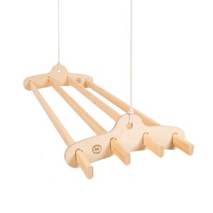 4-Lath Wooden Hanging Clothes Drying Rack: Ceiling Mounted Birch Ply Pot Rack