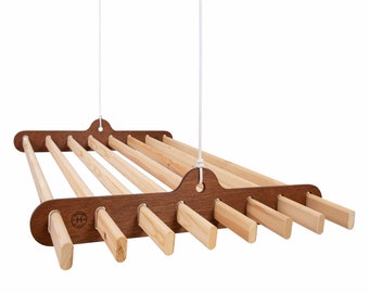 8 Lath Flat Wooden Hanging Clothes Drying Rack or Pot Rack - Ceiling Mounted Hanger Airer