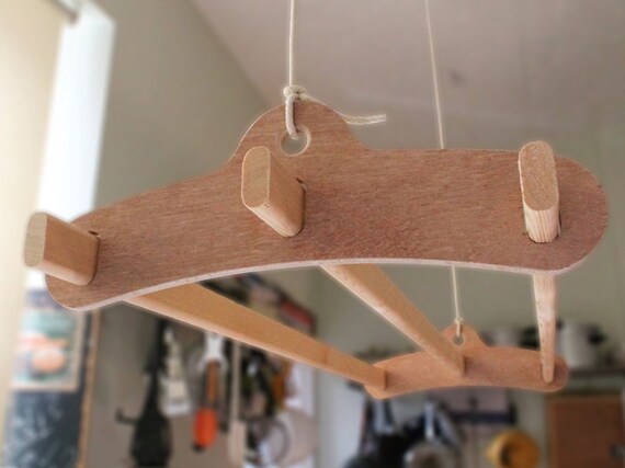 3 Lath Wooden Hanging Clothes Drying Rack Or Pot Rack Ceiling Mounted Plywood Winter Dyke