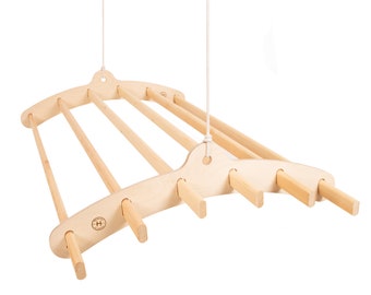 6 Lath Wooden Hanging Clothes Drying Rack or Pot Rack - Ceiling Mounted Hanger Airer