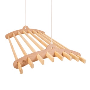 8 Lath Compact Wooden Hanging Clothes Drying Rack or Pot Rack - Ceiling Mounted Plywood Hanger Airer