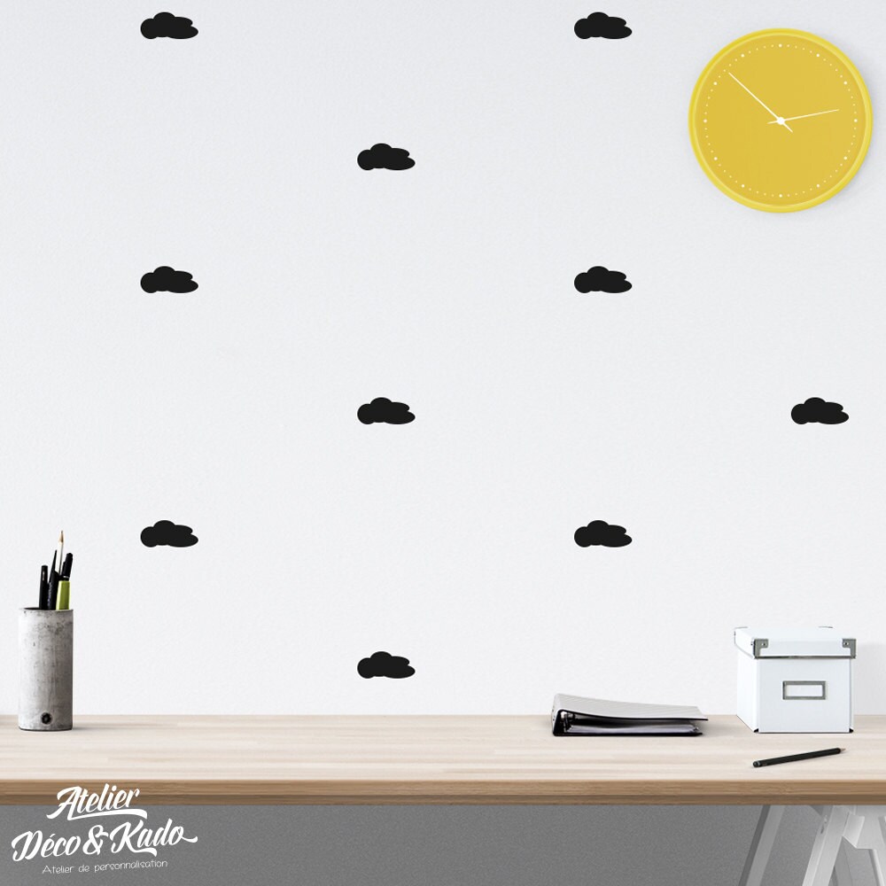 Kit de Stickers Muraux Nuages Couleur Au Choix