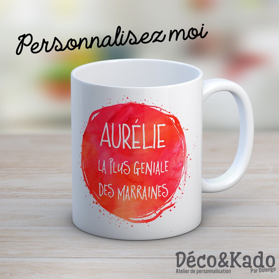 Un Mug Personnalisé Effet Aquarelle avec Votre Texte