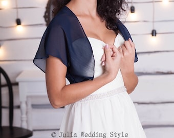 Chiffon Bolero Navy Blue Bolero Bridesmaid Shrug Bolero Evening Bolero Shrug Bolero Jacket Shrug for Bridal Chiffon Shrug Wedding Bolero Etsy