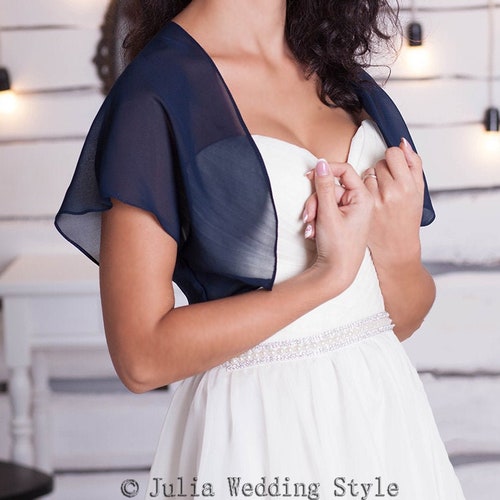 navy chiffon bolero jacket