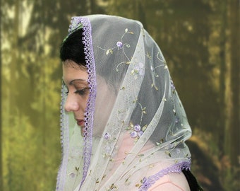 Regalo para el Día de la Madre: Velo infinito, velo para misa, mantilla de capilla católica, velo de encaje, cubierta de cabeza de encaje, accesorios católicos, bufanda de misa latina.