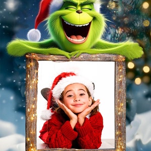 Cadre Noël Grinch superposition fond numérique photoshop