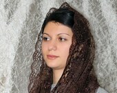 Brown Lace Infinity Scarf: Catholic Chapel Veil Mantilla