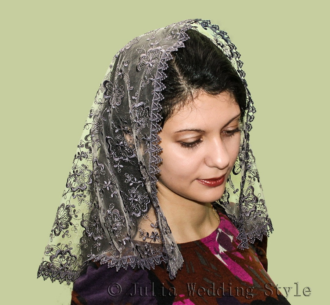 Bozidol Katholischer Schleier Schwarz - Bestickter Mantilla Kapellenschleier Für Kirche & Messe