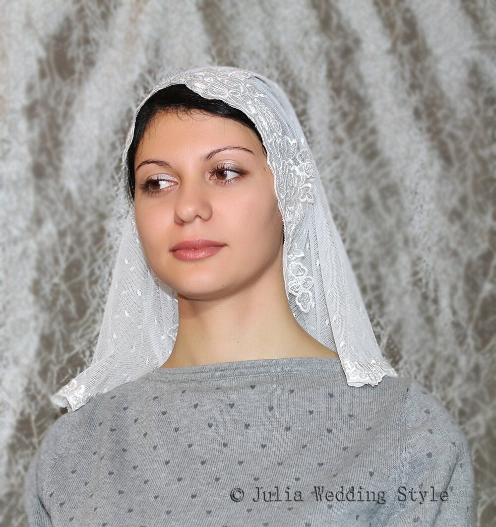 White Church Veil Traditional Catholic Orthodox Veils Etsy