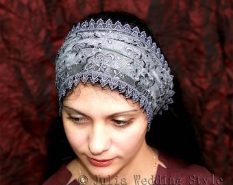 Regalo para el Día de la Madre, velo católico gris, pañuelo para la cabeza de la iglesia, accesorios católicos, mantilla ortodoxa, pañuelo para la cabeza con lazos, velo de mantilla