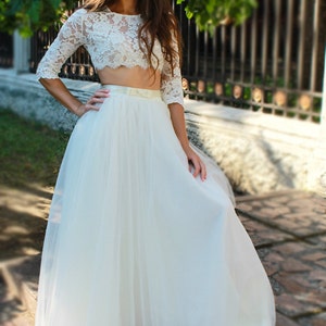 Ivory tulle skirt long tulle skirt women bridal tutus skirt ivory wedding bridal skirt long tulle skirt maxi women skirt image 3