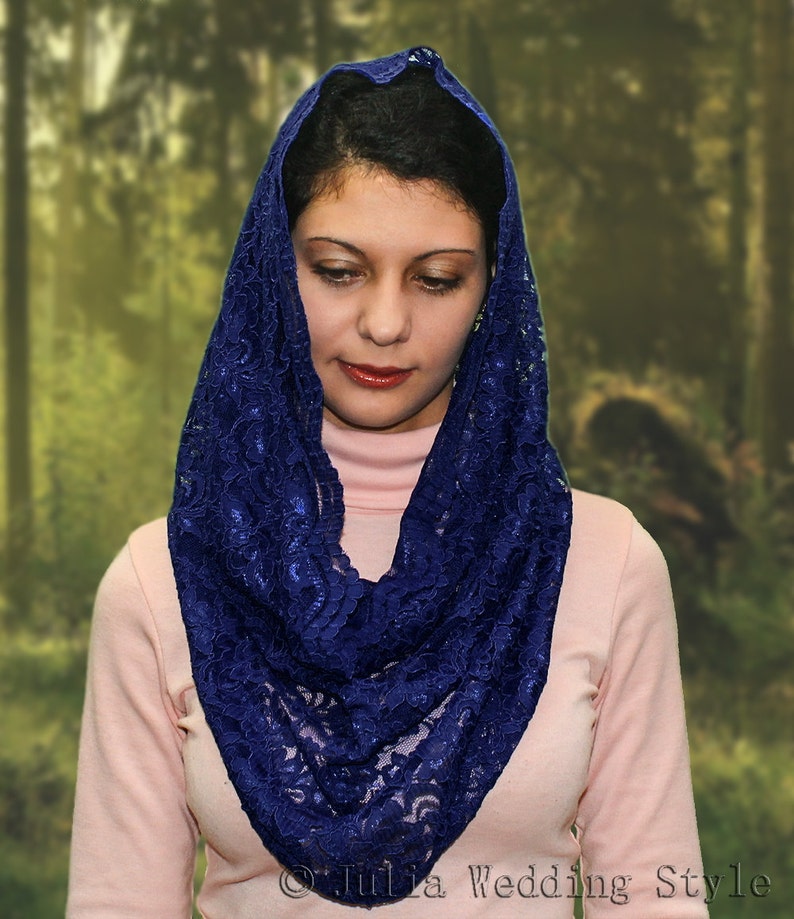 Blue Veil Mass Lace Mantilla Latin Mass Scarf Catholic Veil Etsy