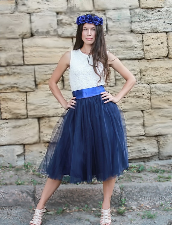 Falda de tul azul falda de tul azul falda tutú - Etsy México