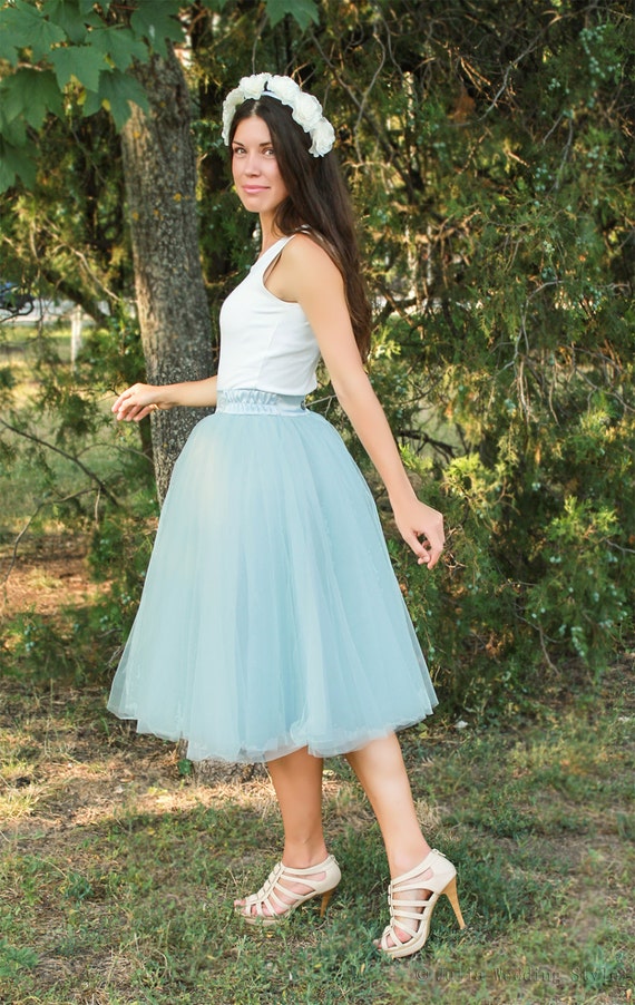 Dusty Blue Tulle Skirt,bridesmaid Skirt,blue Tulle Skirt