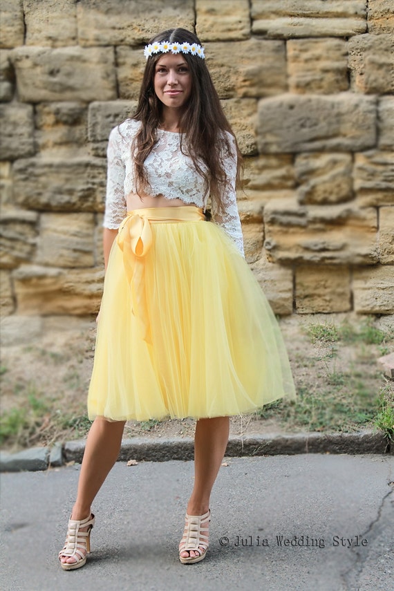 Faldas de tul amarillo, falda amarilla corta, falda de dama de honor, falda  de fiesta, falda