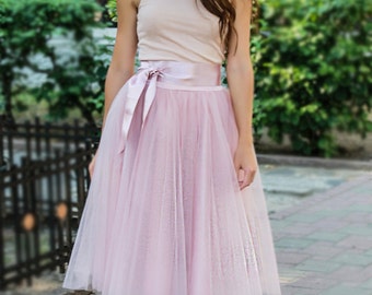 Pink Tulle Skirt Women's Classic Tutu Skirt 3-Layer Tulle Elastic