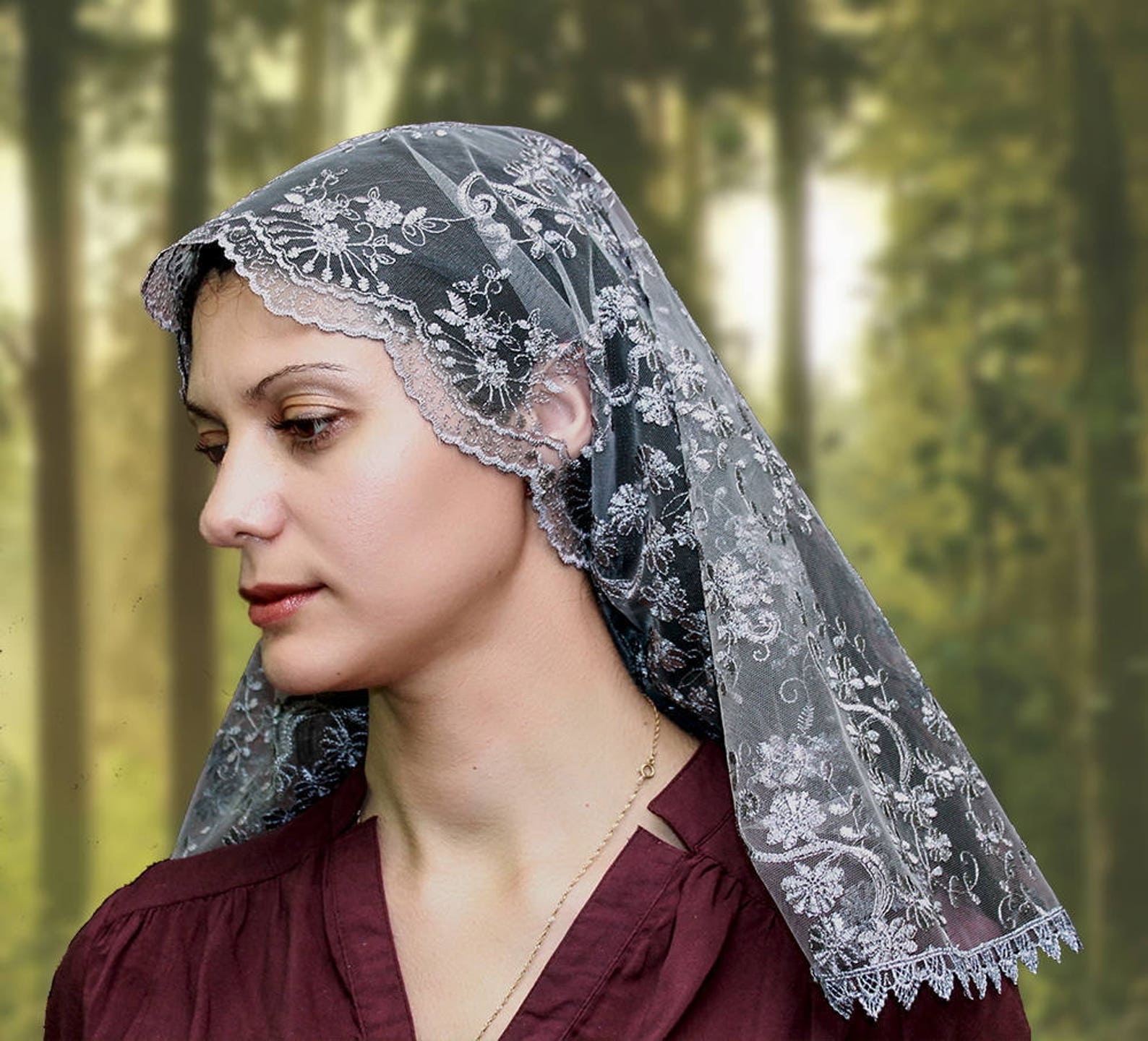 Gray Veil Religious Head Coverings Orthodox Veils Catholic Etsy