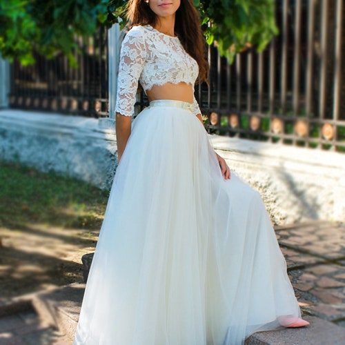 Ivory Tulle Skirt Long Tulle Skirt Women Bridal Tutus Skirt Ivory