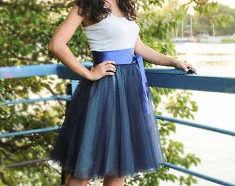 Blue Tulle Skirt: Women's Poofy Bridesmaid Skirt