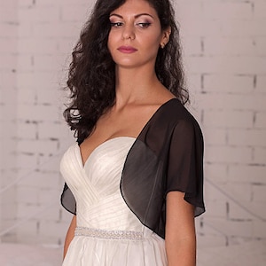 Black bridal cover up chiffon shrug black shrug bolero jacket chiffon bolero bridal lace top bridal bolero black shrug for bridel lace shrug