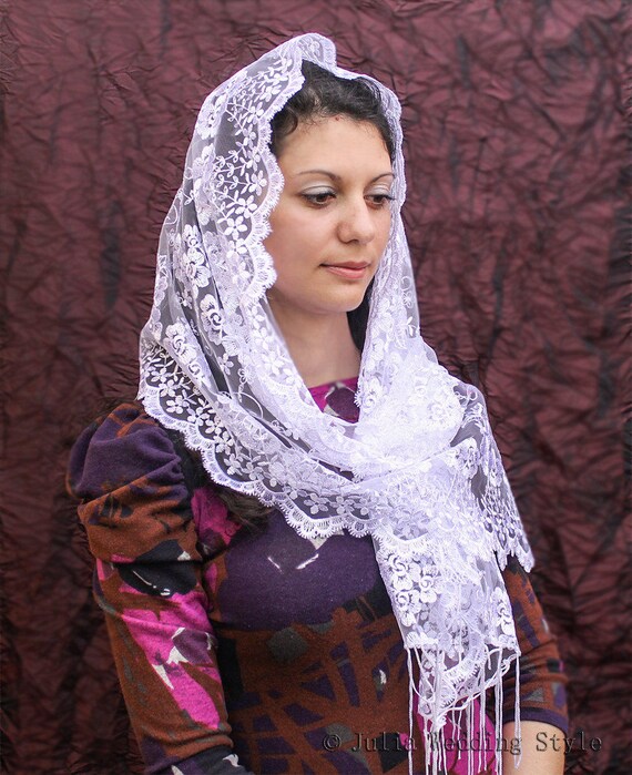 Regalo per la festa della mamma Velo mantiglia d'avorio, sciarpa