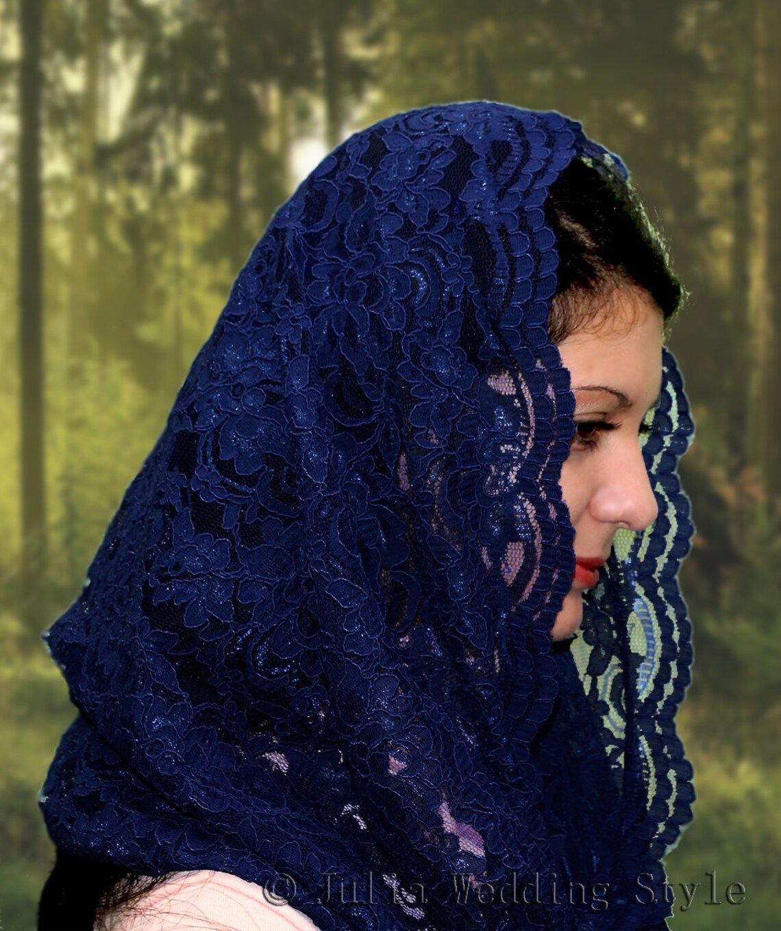 Blue Veil Mass Lace Mantilla Latin Mass Scarf Catholic Veil Etsy